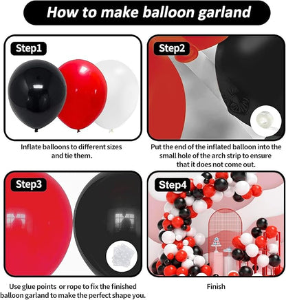 Red and Black Balloons, New Year, Graduation Decorations | 120pcs Red White and - Image 3