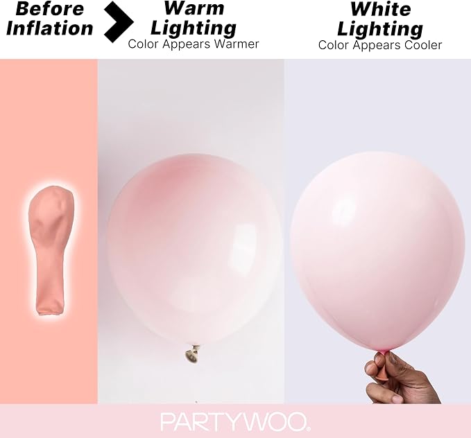 PartyWoo Pale Pink Balloons 140pcs Light Pastel Baby Pink Color | 18 12 10 5 - Image 3