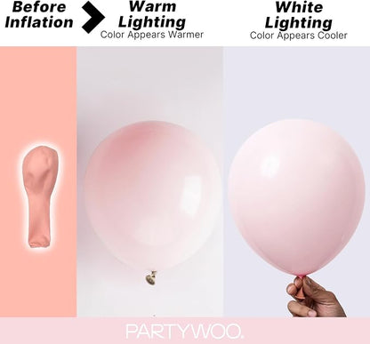 PartyWoo Pale Pink Balloons 140pcs Light Pastel Baby Pink Color | 18 12 10 5 - Image 3