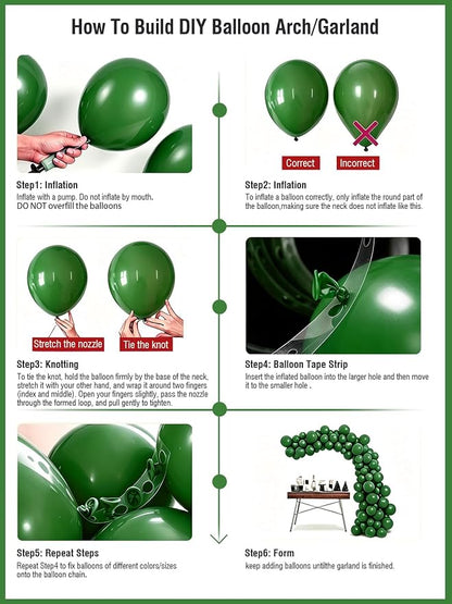 Green Balloons 12 Inch 60 Pcs Dark Green Latex Balloons - Image 3