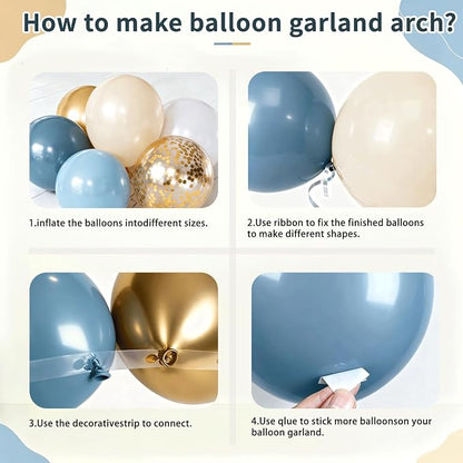 Dusty Blue Gold Balloon Arch Kit, Baby Boxes, Baby Shower Decorations Boy | - Image 3
