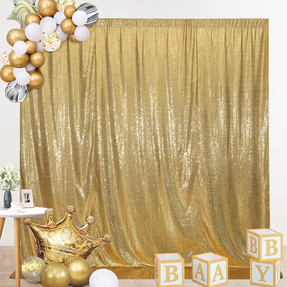 SquarePie 6x8ft Gold Sequin Backdrop, High Density Non-Transparent Glitter - Image 8