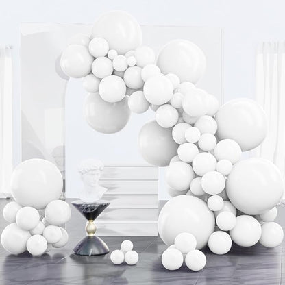 PartyWoo White Balloons 100pcs Matte White Latex Balloons Different Sizes | 18 by PartyWoo