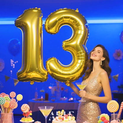AULE 40 Inch Gold 13 Balloon Number Foil 0-9 Birthday Big Numbers | Birthday - Image 2