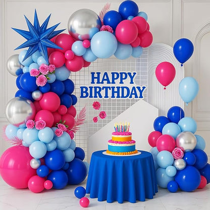 Royal Blue Hot Pink Balloon Arch Garland Kit - Image 4