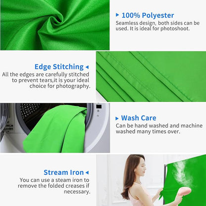 Hemmotop Chromakey Green Screen Backdrop, 6x9ft Background Fabric | Solid - Image 3
