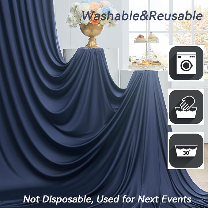 20ft×12ft Wrinkle Free Navy Blue Backdrop Curtain - Image 8