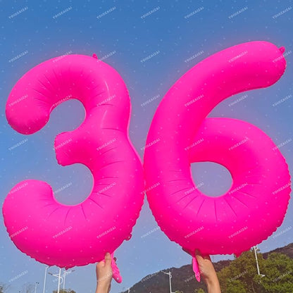 Pink Birthday Number 37 Balloons 40IN Fluorescent Pink 73 Foil Balloon | - Image 6