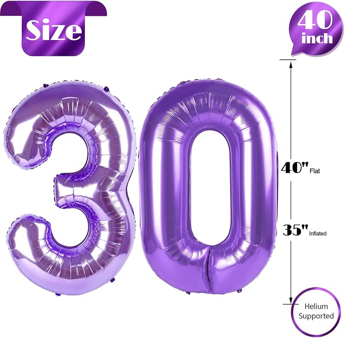 Purple Number 30 Balloon 40 Inch - Image 5
