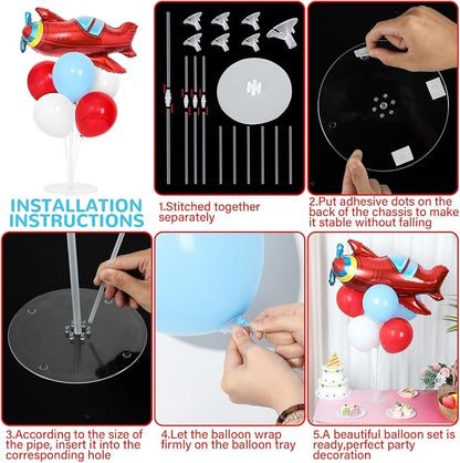 4 Sets Airplane Birthday Party Balloons Stand Kit - Image 3