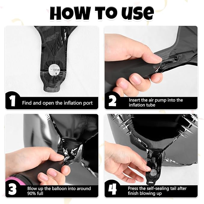Black Balloons Foil, Metallic Black 4D Ball Balloons, 22 Inch Round Balloon - Image 7
