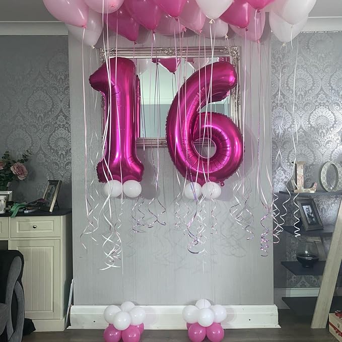 40 Inch Hot Pink 16 Number Balloons Giant 16 or 61 Balloons Hot Pink Birthday - Image 7