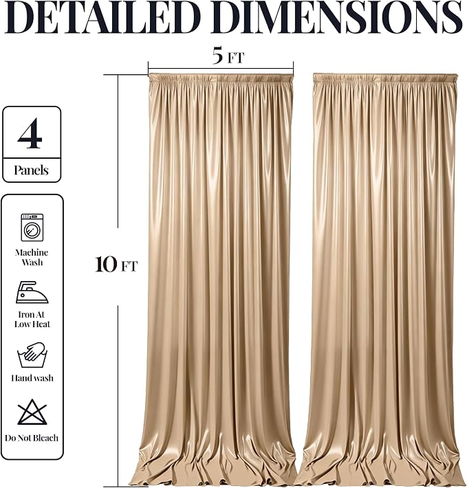 20x10ft Champagne Gold Glitter Backdrop Curtain - Image 9