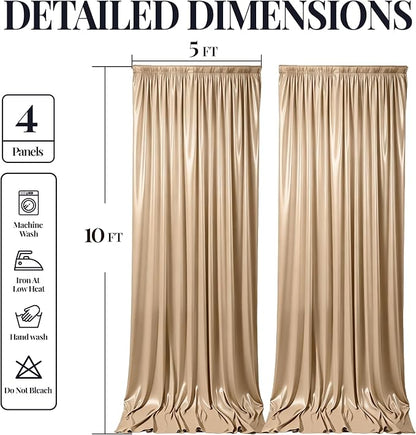 20x10ft Champagne Gold Glitter Backdrop Curtain - Image 9