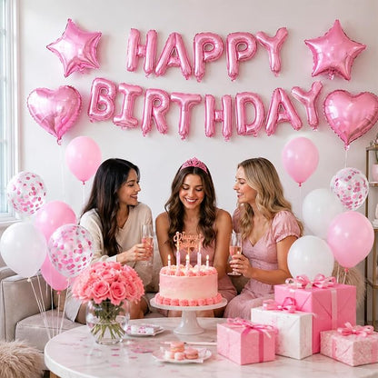 Pink White Birthday Decorations - Image 6