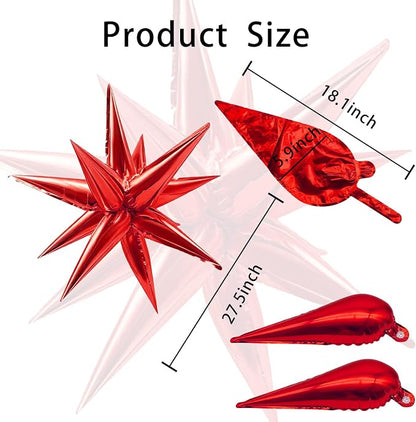 Red Star Foil Balloons Explosion 12 Point Spike Baloons Large Mylar Balloon - Image 9