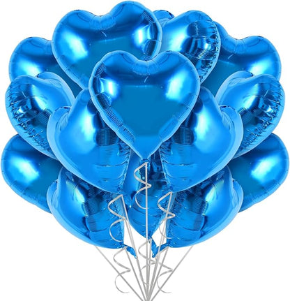TONIFUL 30 Pcs Blue Heart Balloons 18 Inch Heart Shape Foil Mylar Balloons | by TONIFUL