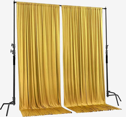 AK TRADING CO. 10 feet x 10 feet Mustard Gold Polyester Backdrop Drapes - Image 2
