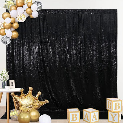 SquarePie 8x8ft Black Sequin Backdrop, High Density Non-Transparent Glitter - Image 3