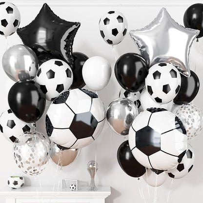 Soccer Balloons, Metallic Silver Confetti Balloons by Togvu