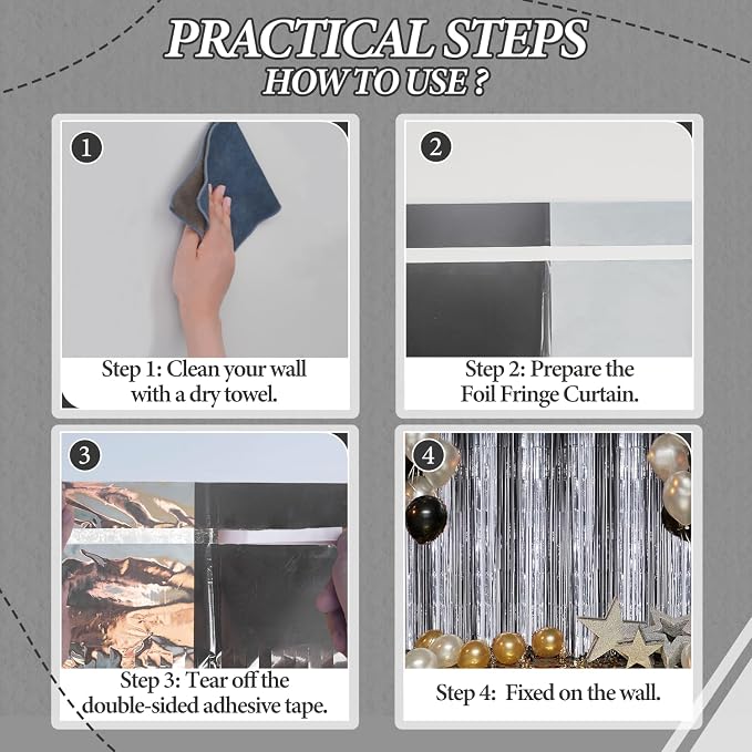 DECOCKRAT 3 Pack Foil Fringe Backdrop - Image 3