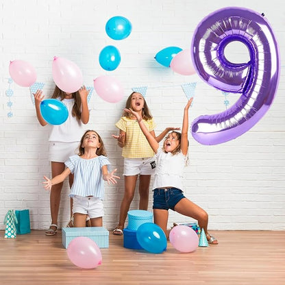 Purple Number Balloons, 40 Inch Purple Balloon 9.9 Helium Balloon 9th Birthday - Image 4