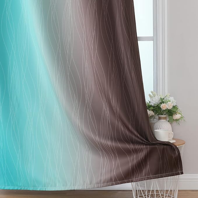 Brown and Teal Blackout Curtains & Drapes - Image 6