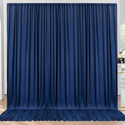 10ft x 10ft Wrinkle Free Navy Blue Backdrop Curtains Panels, 2 Panels 5x10ft by ENJOYYOURPARTY
