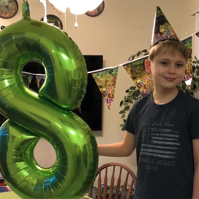 Green Number 5 Balloon for Girls Boys, 40 Inch Large Number 0-9 Foil Mylar - Image 8