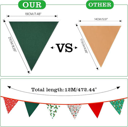 G2PLUS Christmas Triangle Bunting Banner, 39Ft Cotton Pennant Banner, Home and - Image 2