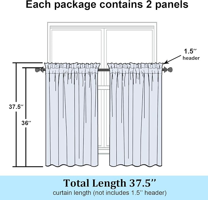 Simplebrand Chocolate Sheer Kitchen Curtains 36 Inch Length Tier Curtains 2 - Image 7