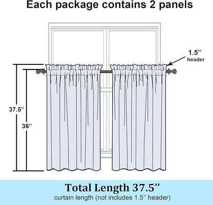 Simplebrand Gold Sheer Kitchen Curtains 36 Inch Length Tier Curtains 2 Panels - Image 7