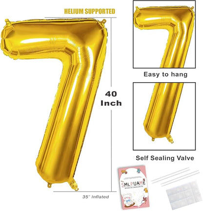 40 inch Number Balloon 0-9 Gold Large Number 7 Balloons, Digital Balloons - Image 3