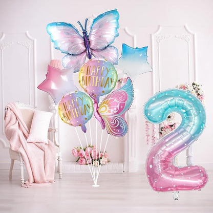 Isndare Butterfly Balloons, Includes Giant Number 2 Balloon, Self Sealing - Image 4