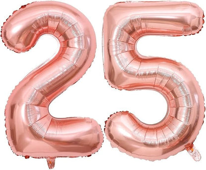 40 Inch Rose Gold 25 Number Balloons Giant Jumbo Huge 25 or 52 Foil Mylar by LHOAVWE