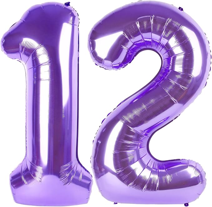 Number Balloons 12 Balloon 40 inch Purple by Enyeopd
