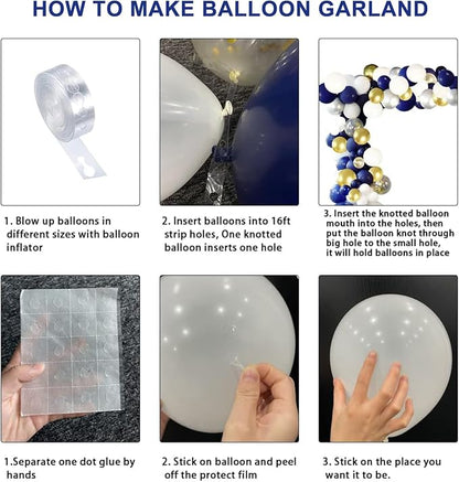 YMSZ Navy Blue Gold Balloons Garland Kit - Image 3