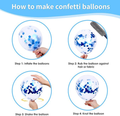 RUBFAC Navy Blue Gold Balloon, Party Balloons Pastel Blue Metallic Confetti - Image 4