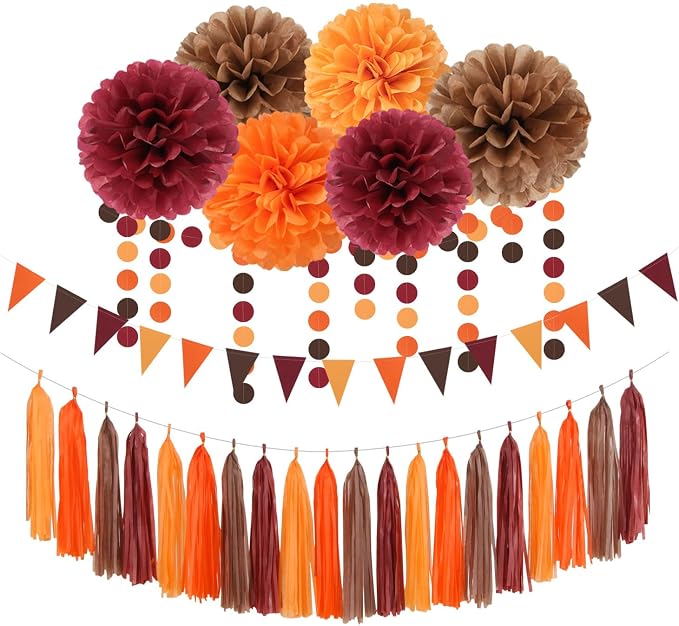 Boho Baby-Shower Burgundy-Brown Orange Party-Decorations by OURUOLA