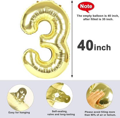 3 Balloon Number 40 Inch Light Gold Balloons - Image 5