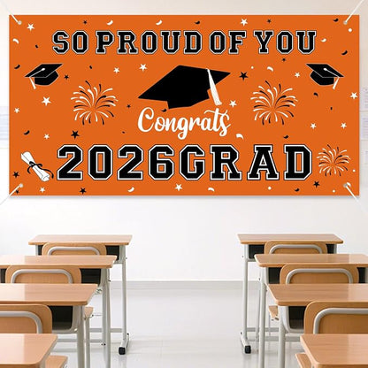 Graduation Decorations 2026 Orange Graduation Banner 66.1" x 33.8" Graduation - Image 3