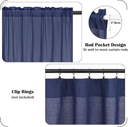 Farmhouse Valance Curtains, Boho Cotton Linen Kitchen Valance, Rustic Button - Image 6