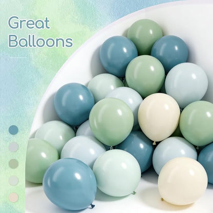 60pcs Blue and Green Balloons 12inch - Image 4