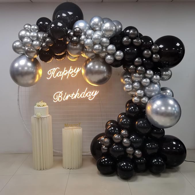 Black and Silver Balloons Garland Arch Kit - Image 2