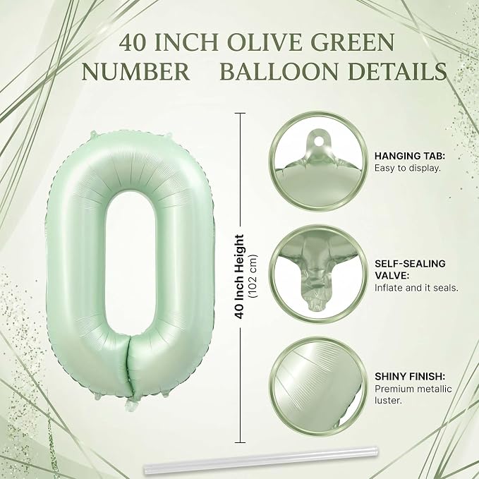 Olive Green Number 20 Balloon 40 Inch, Sign - Image 4