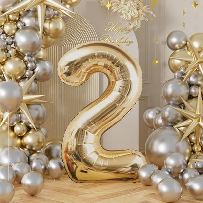 AULE 40 Inch Light Gold 2 Balloon Number Foil 0-9 Birthday Big Numbers | - Image 3