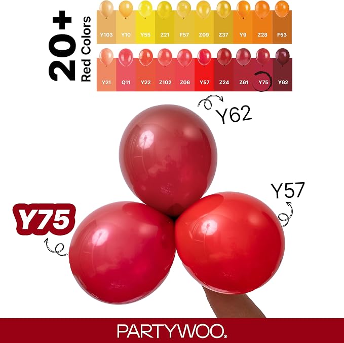 PartyWoo Burgundy Balloons 100pcs Dark Red Maroon Ruby Red Color | 36 18 12 10 - Image 5