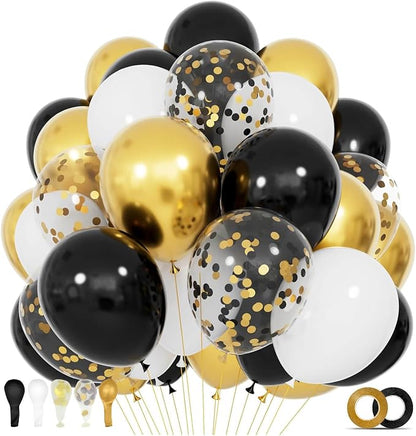 68Pcs Black White Gold Balloons by KUULBELAballoons