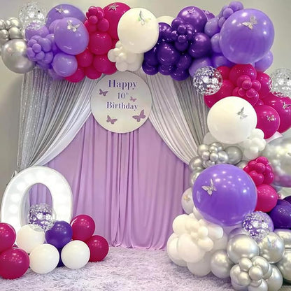 MEBAY Hot Pink Purple Silver Baloon Garland Arch Kit - Image 3