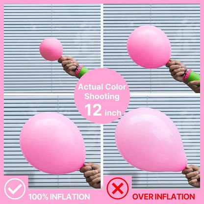 PartyWoo Pink Balloons 101pcs Pink Matte Latex Helium Balloons 12 Inch | Girl - Image 4